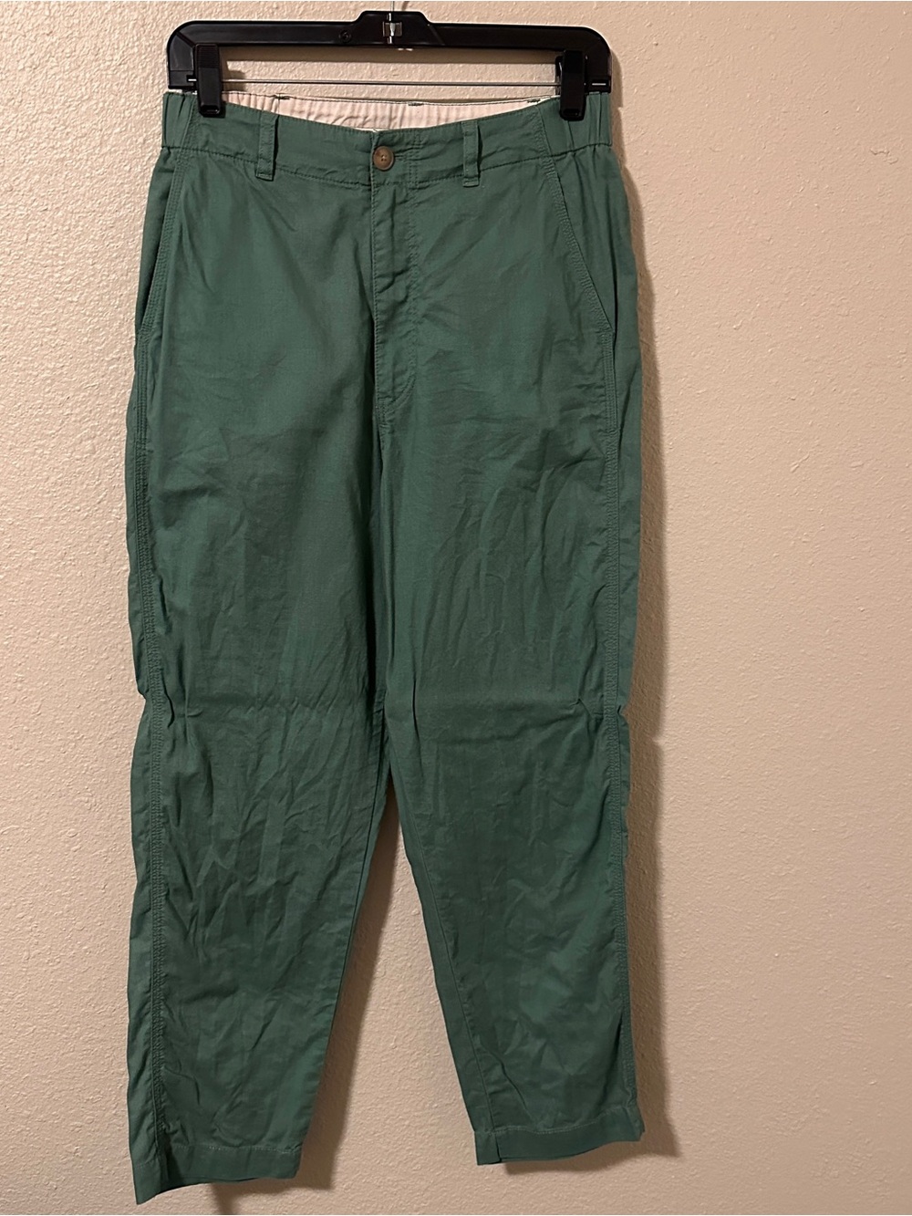 Uniqlo Women's Cotton Linen Pants Green Size S Waist 26-27" Chino Trouser